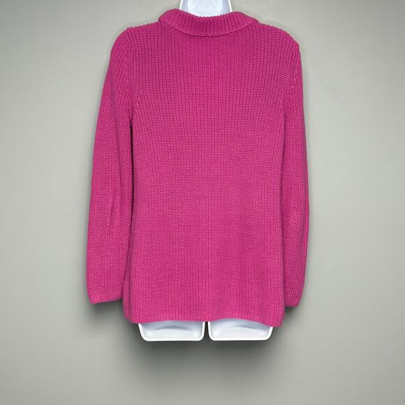 Talbots Colorful Pink Fuschia Heavy Cableknit Relaxed Fit Sweater Womens Sz M - Picture 3 of 5